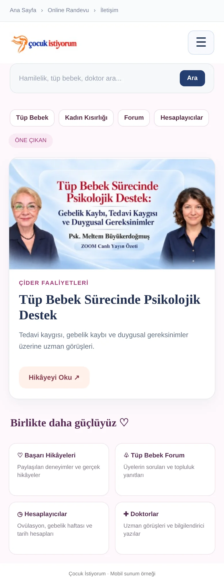 Çocuk İstiyorum için temsili mobil sunum