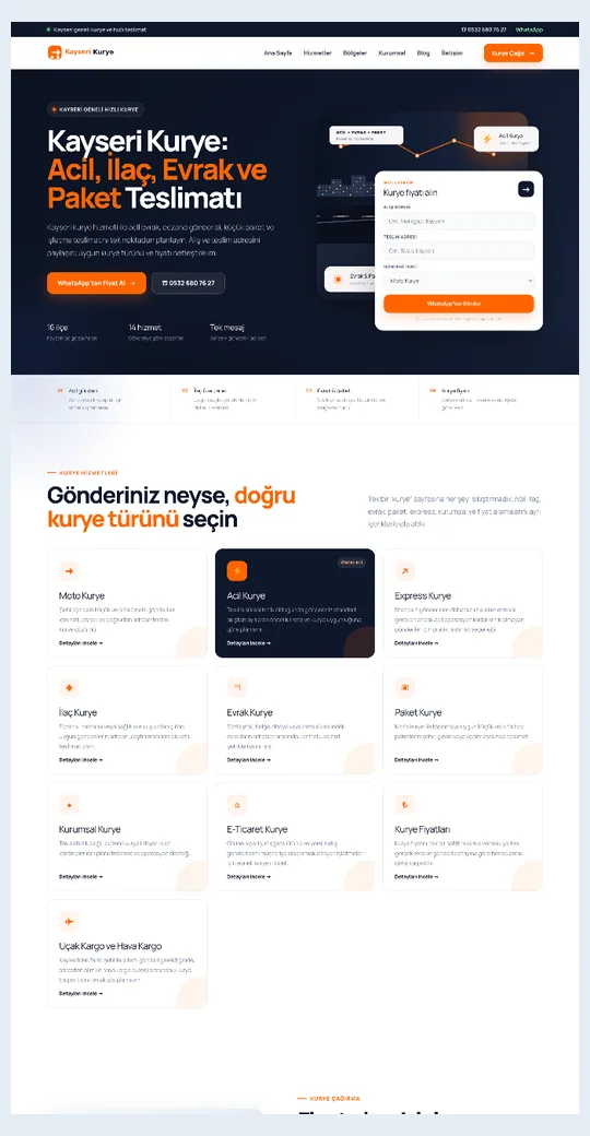 Kayseri Kurye için temsili mobil sunum